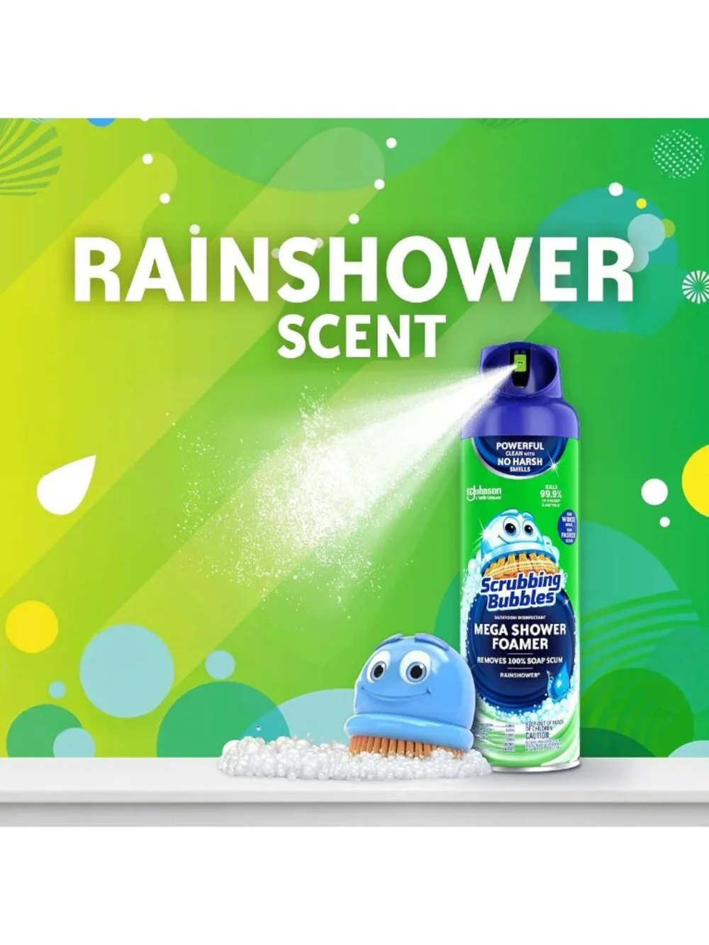 Powerful Bathroom & Shower Foamer, Rainshower Scent, 20oz (2-Pack) - Deep Clean!